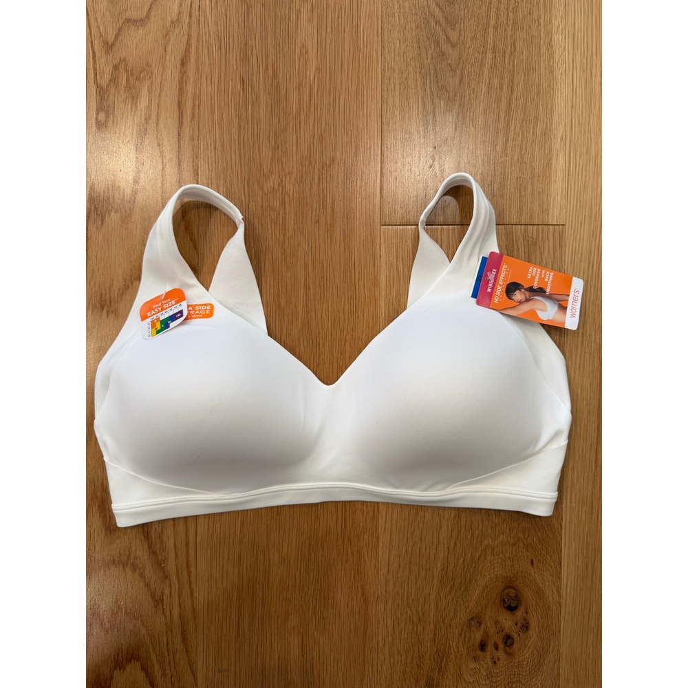 Warner's No Side Effects Underarm and Back-Smoothing Wireless Bra White XL